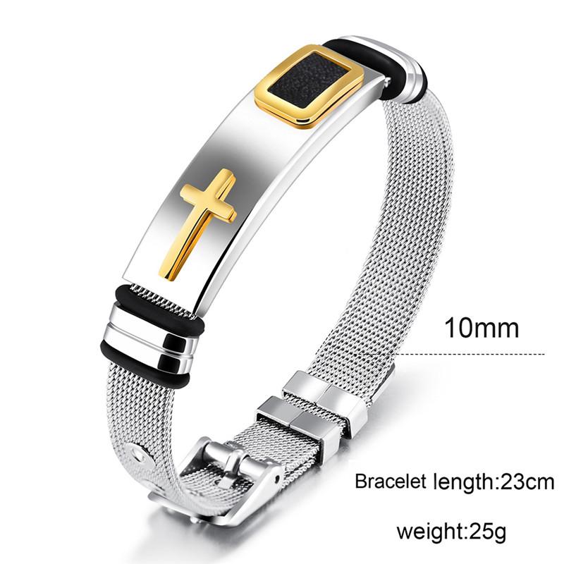 Stainless Steel Men’s Cross Bracelet – Durable Faith-Inspired Luxury Jewelry Gift