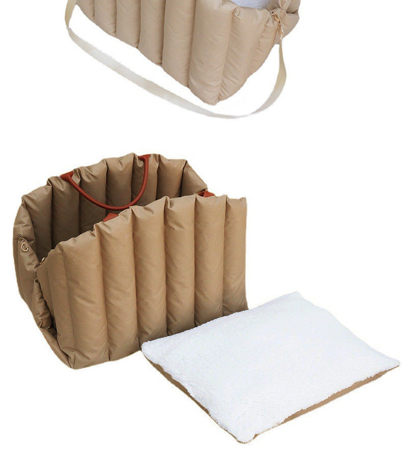 Pet Travel Nest – Dual-Use Cat & Dog Handbag Cage Mat for Winter Warmth and Comfort