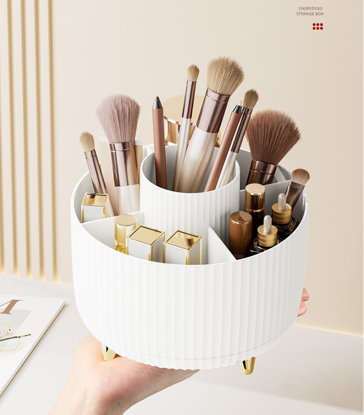 Home Desktop Rotatable Dustproof Large Capacity Pen Holder Storage Box – Multi-Use Cosmetics & Sundries Organizer