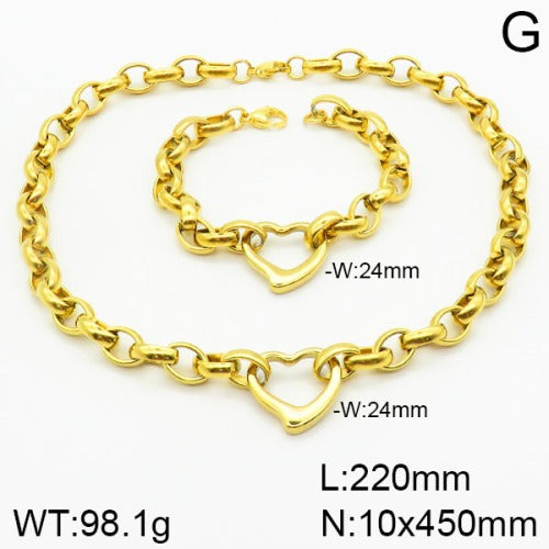 Heart-Shaped Stainless Steel Bracelet Necklace – Titanium Steel Fashionable Peach Heart Jewelry