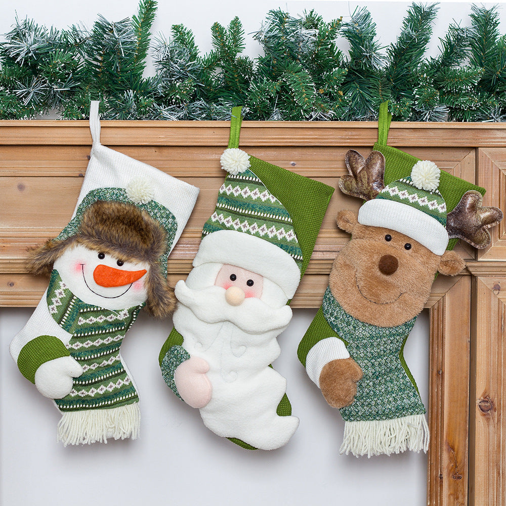 Christmas Hanging Decorations – Candy & Gift Socks, Green Holiday Stockings for Gifts