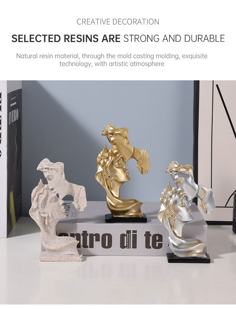 Mini Kiss Desktop Small Ornaments – Modern Minimalist Resin Figures Abstract Light Luxury Home Decor Crafts