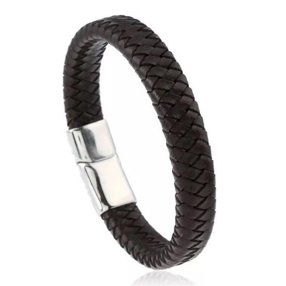 Punk Braided Leather Bracelet for Men – Stainless Steel Magnetic Clasp Fashion Jewelry AAA+++
