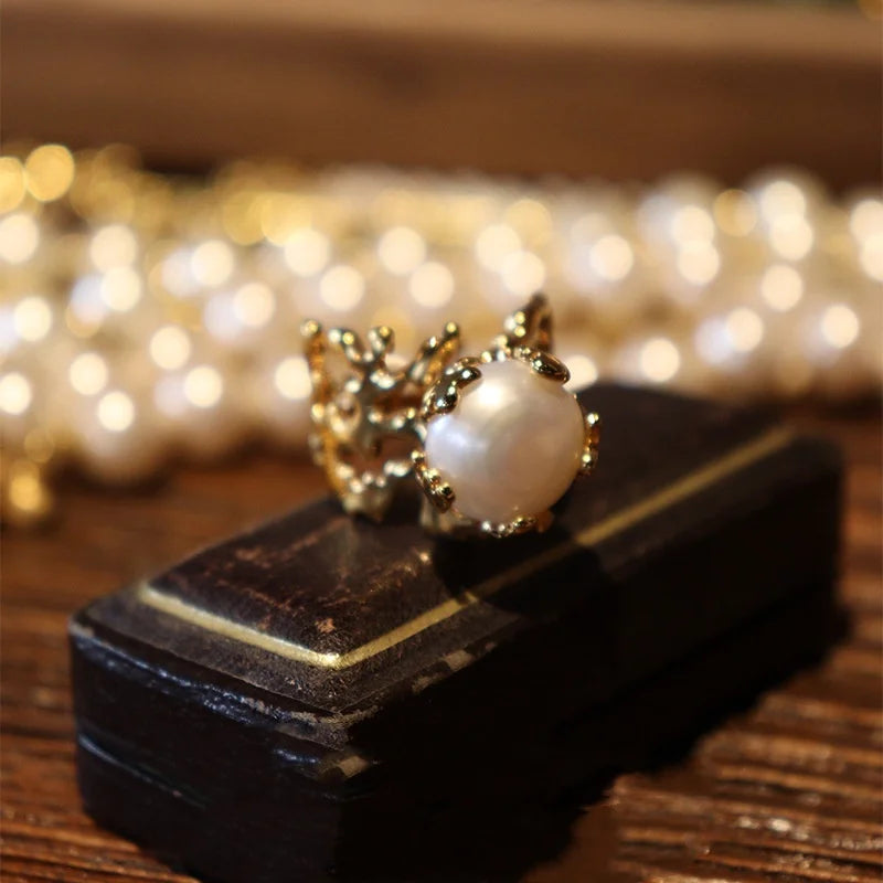 Sea Moon Coral Baroque Pearl Ring – Jinser Retro Classic Luxury Jewelry