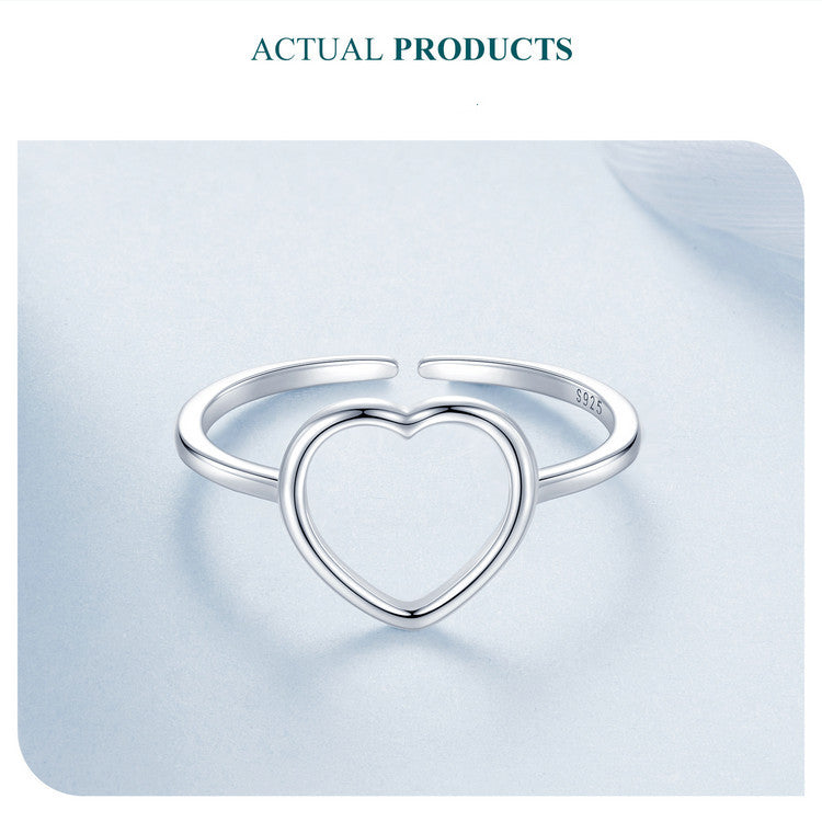 18K Gold Plated Love Splicing s925 Pure Silver Ring – Couple’s Luxury Starry Heart Open Jewelry