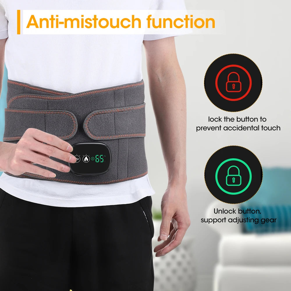 Rechargeable Heating Massage Waist Belt – Red Light Warm Compress Pain Relief Device