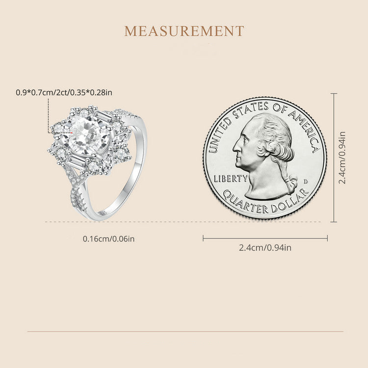 Two Carat Moissanite Diamond s925 Pure Silver Ring – Luxury Proposal & Engagement Jewelry