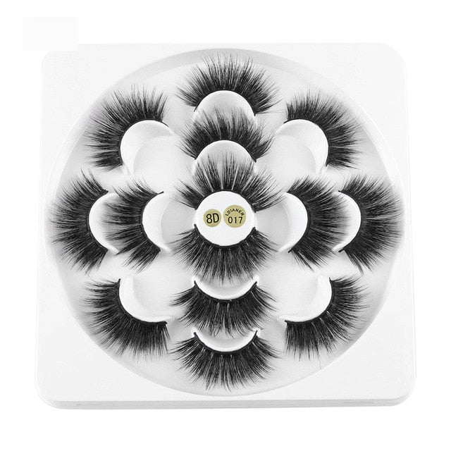 3D Mink Hair False Eyelashes – 25mm Thick, Long, Wispy Handmade Lashes, 7 Pairs