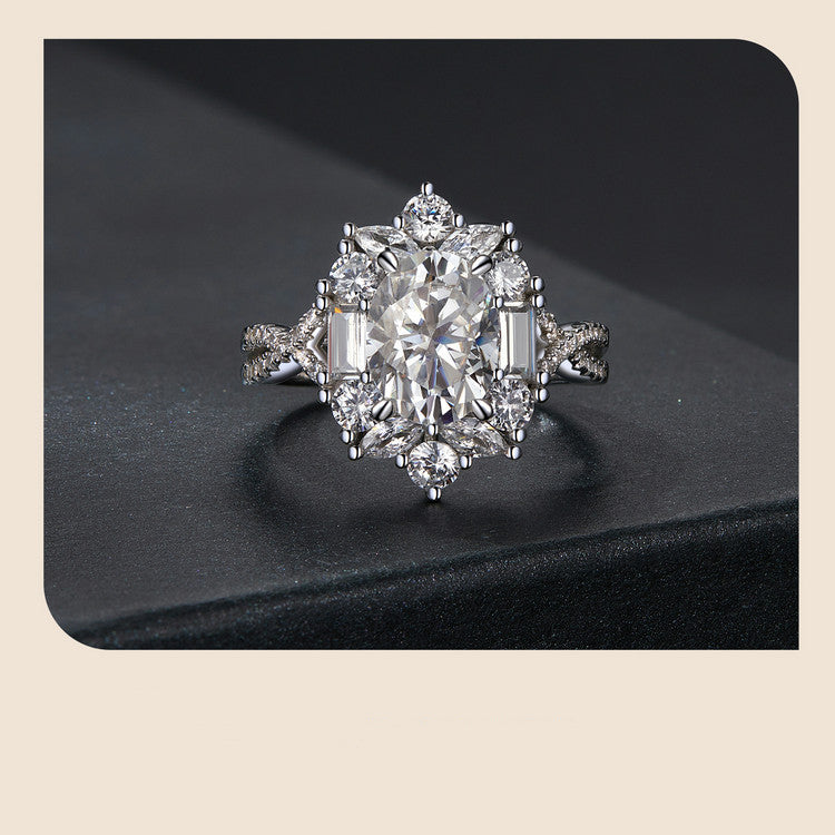 Two Carat Moissanite Diamond s925 Pure Silver Ring – Luxury Proposal & Engagement Jewelry