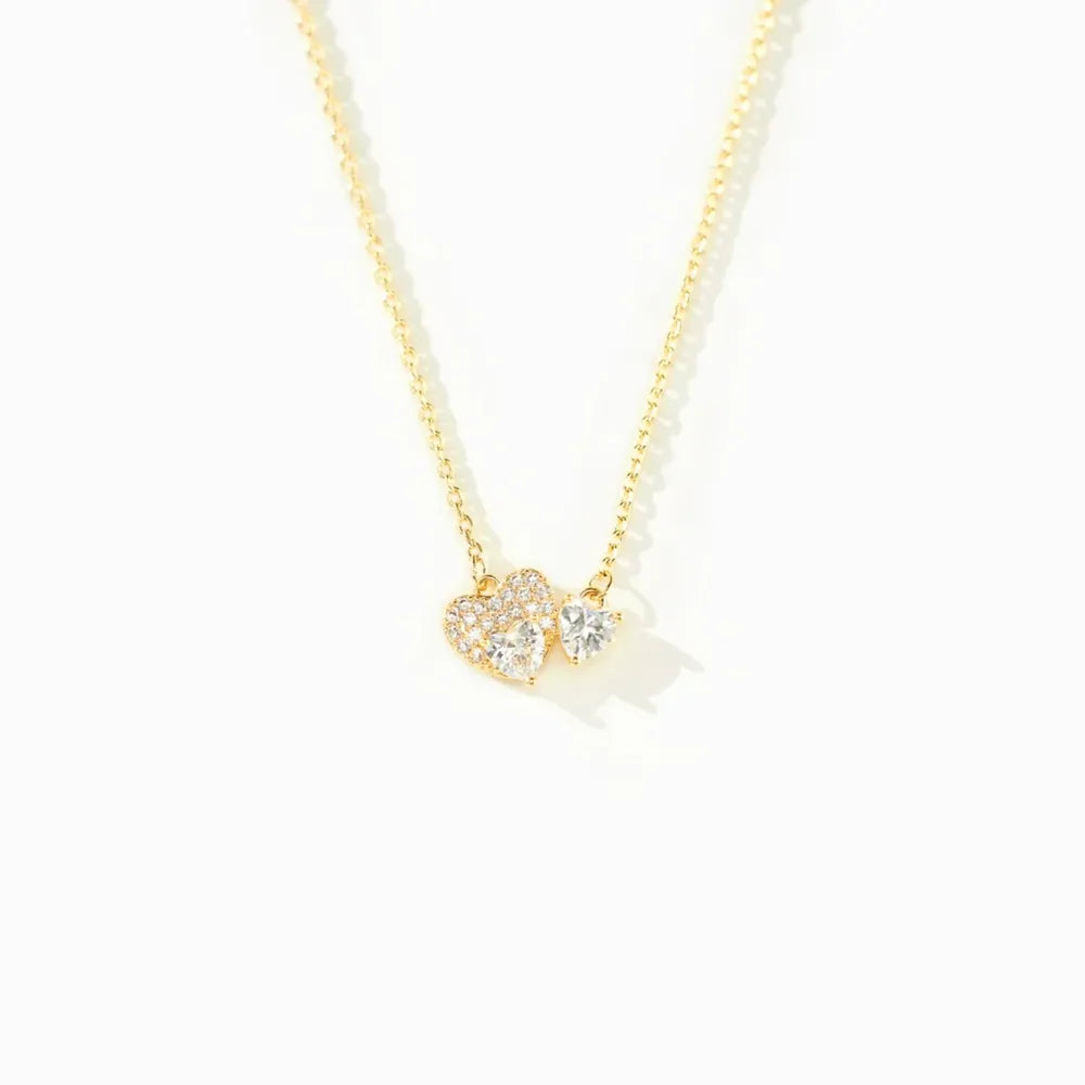 18K Gold-Plated 925 Sterling Silver Zircon Heart Necklace – Elegant Jewelry