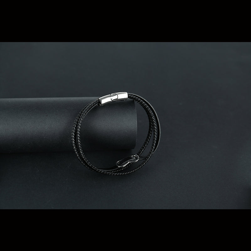 Multi-Layer Braided Stainless Steel Leather Bracelet – High-End Simple Fashion Jewelry