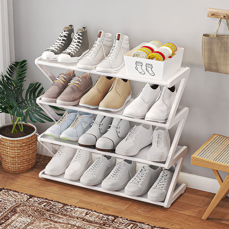 Z-Shaped 4-Layer Shoe Organizer – Space-Saving Adjustable Shoe Rack for Wall or Corner, Stackable Storage Shelf