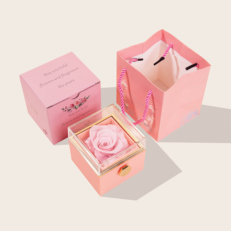 360° Flip Rose Gift Box Necklace Ring Gift Box for Women – Romantic Valentine’s & Mother’s Day Gift