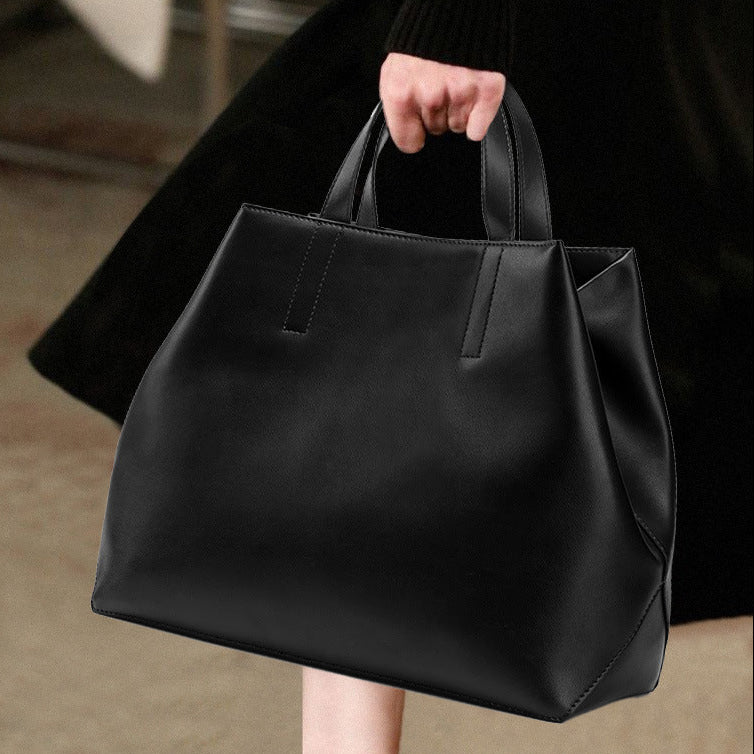 New Fashion Genuine Leather Women’s Handbags – Large Capacity Laptop & Commuter Bucket Tote Bag