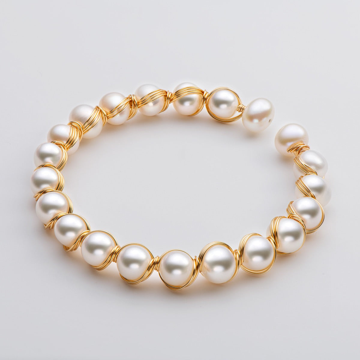 14K Gold Wrapped Pearl Bracelet – Luxury Natural Freshwater Pearl Jewelry for Women