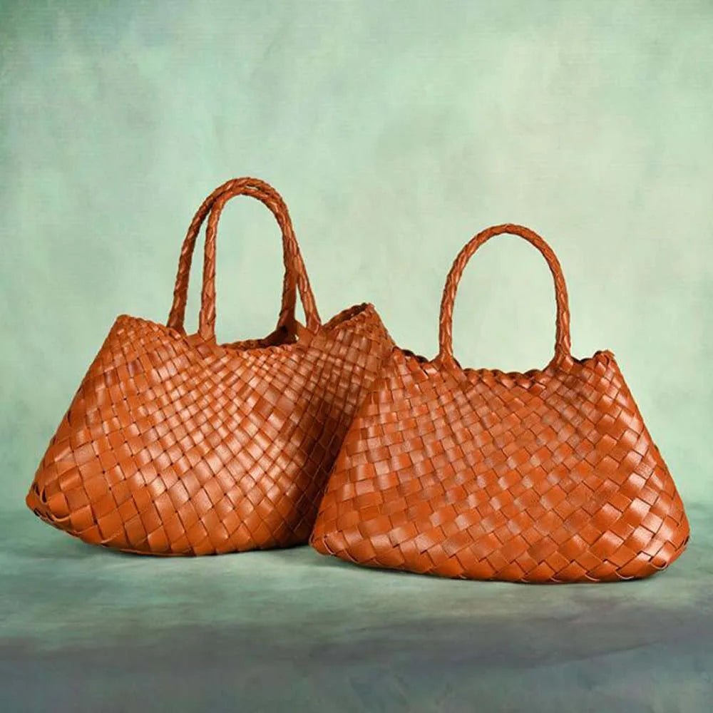 New Genuine Leather Weave Hand Bags – Tote, Basket & Beach Handbag for Women