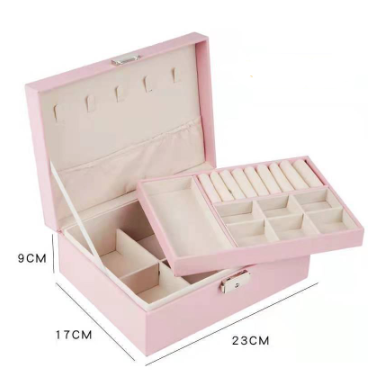 Luxury Double Layer Leather Jewelry Box with Lock – High Capacity Storage for Rings, Necklaces & Earrings