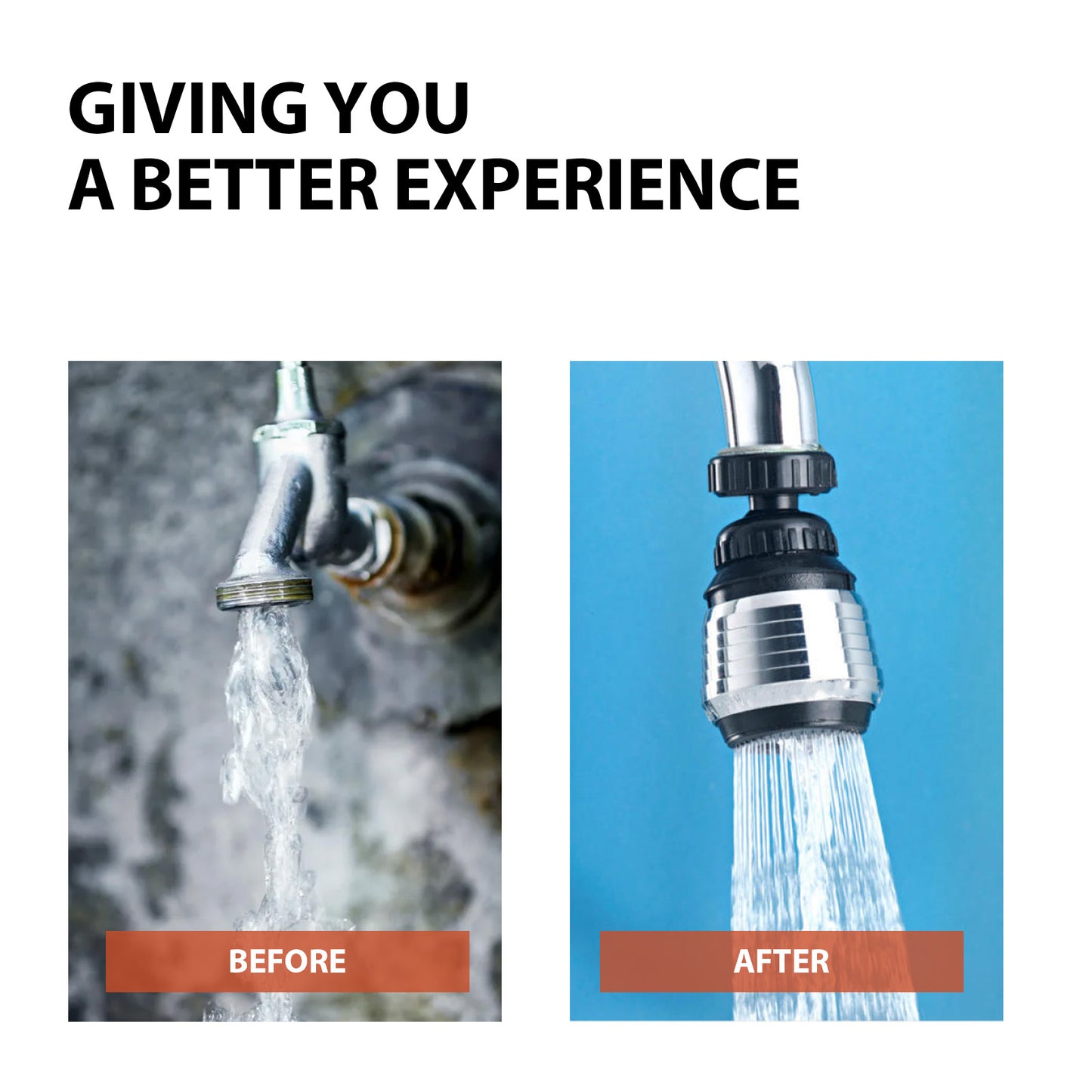 Supercharged Shower Head – 360° Rotating Stainless Steel Anti-Splash Faucet for Home & Kitchen