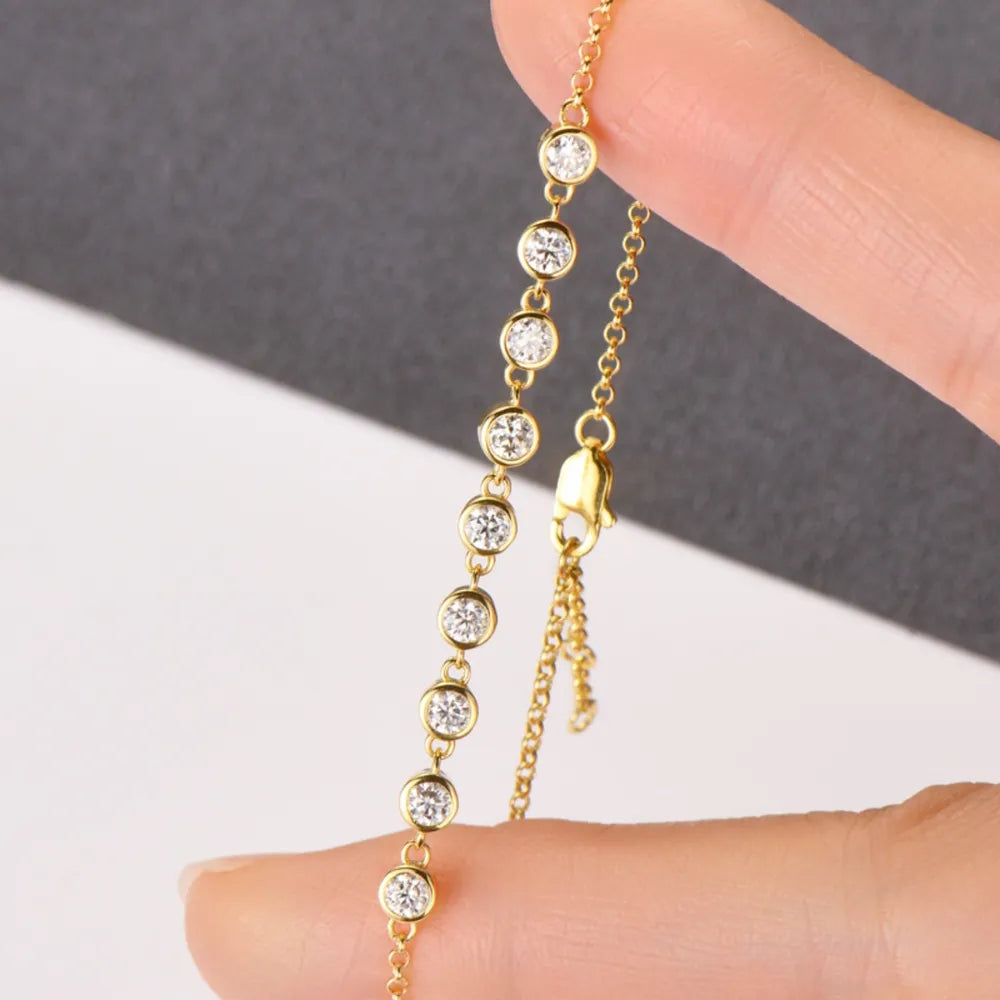 Moissanite 925 Sterling Silver Bracelet – Elegant Inlaid Diamond Shine Jewelry Gift