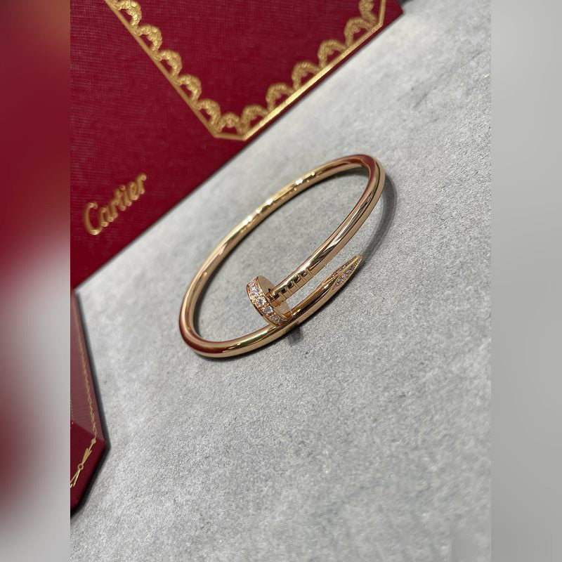 V-Gold Diamond Pavé Screw Cuff – Titanium Steel Couples Bracelet with Open-Close Clasp