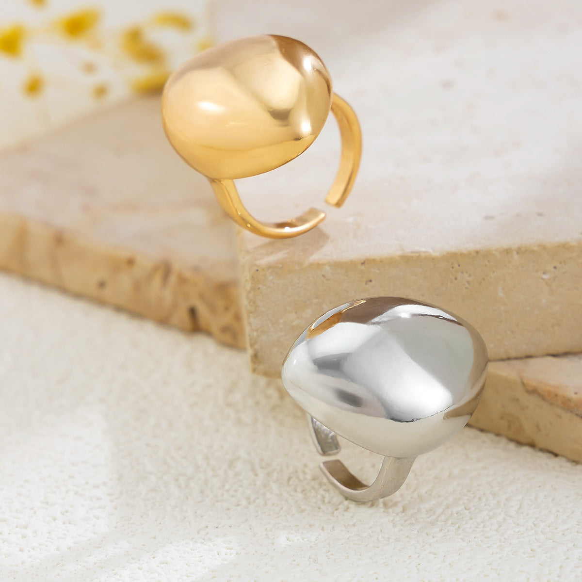 Baroque Round Irregular Curved Smooth Plain Ring – Luxury Alloy Women’s Fashion Jewelry