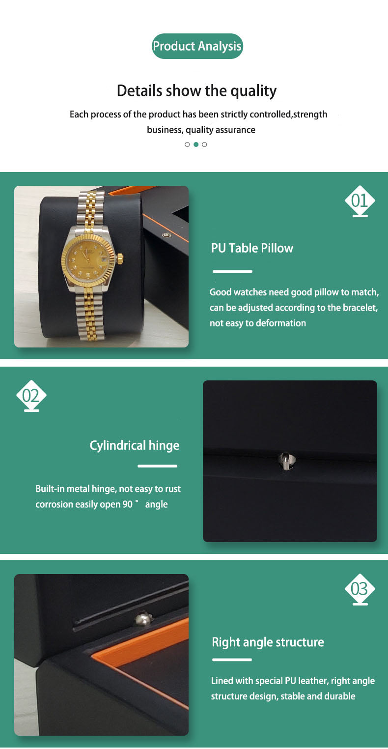 Luxury PU Leather Jewelry Box & Watch Box – High-End Flip Cover Black Gift Storage Packaging Set