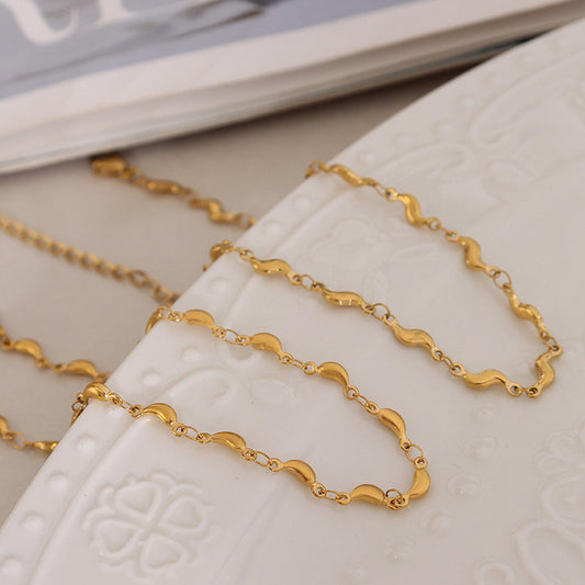 Titanium Steel 18K Gold Dolphin Anklet – Rustic Geometric Fashion Jewelry for Women