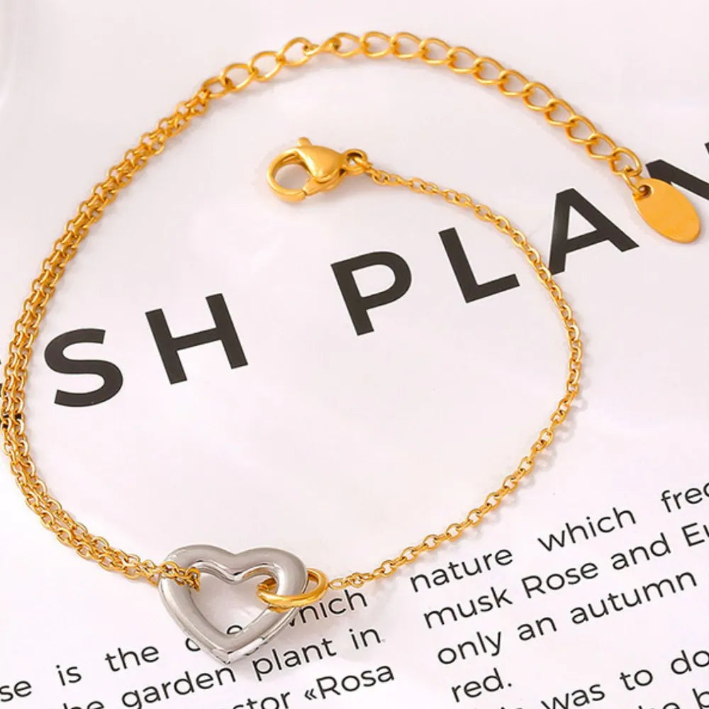 18K Gold-Plated Heart Bracelet – Elegant Luxury Romantic Jewelry Gift for Women