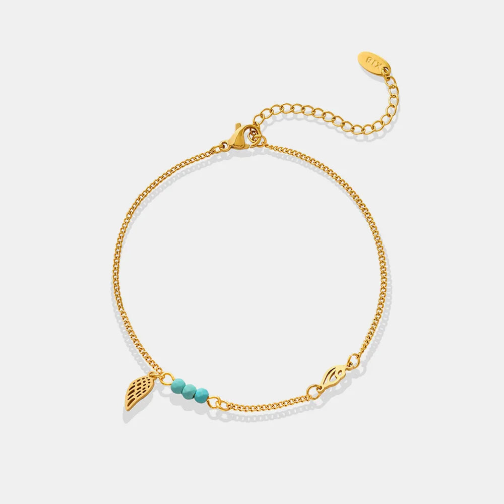 Titanium Steel Gold Plated Wing Charm Anklet Bracelet – Dainty & Trendy Accessory