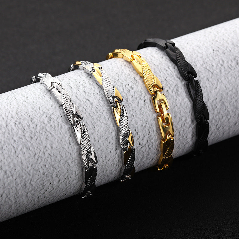 Men’s Titanium Steel Gold Dragon Bracelet – 7mm Luxury Unisex Jewelry Design