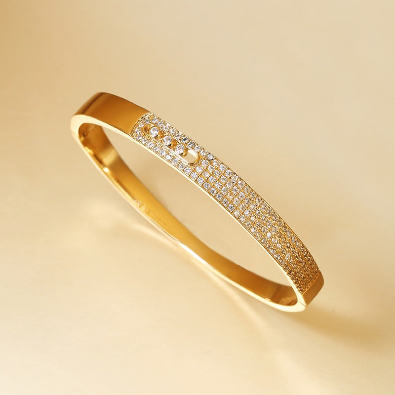 Copper Micro Inlaid Genuine Gold Zircon Bracelet – Minimalist Luxury Fashion Jewelry Gift