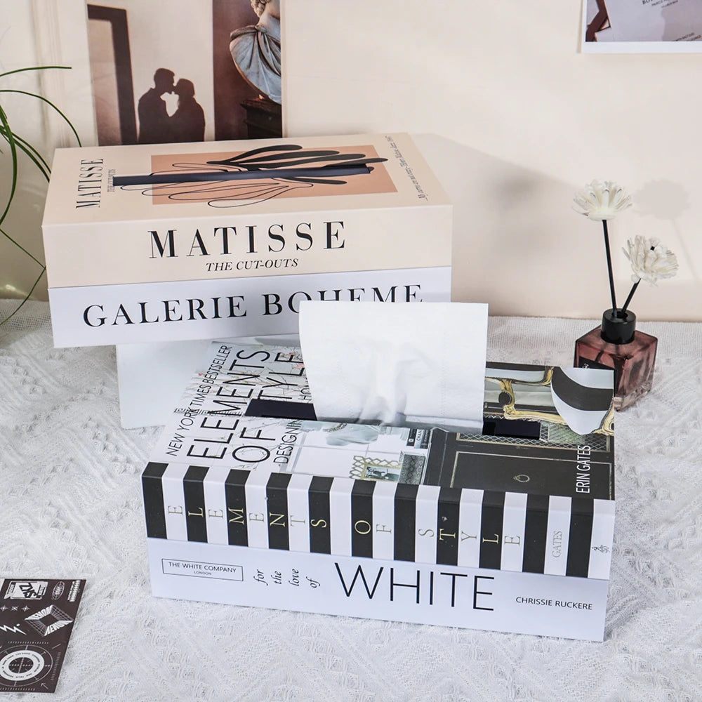 Book Style Tissue Box – Napkin Holder Paper Box Container for Home & Hotel