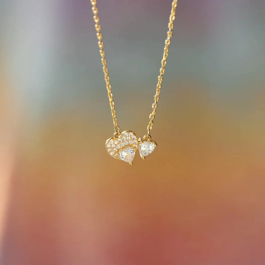 18K Gold-Plated 925 Sterling Silver Zircon Heart Necklace – Elegant Jewelry