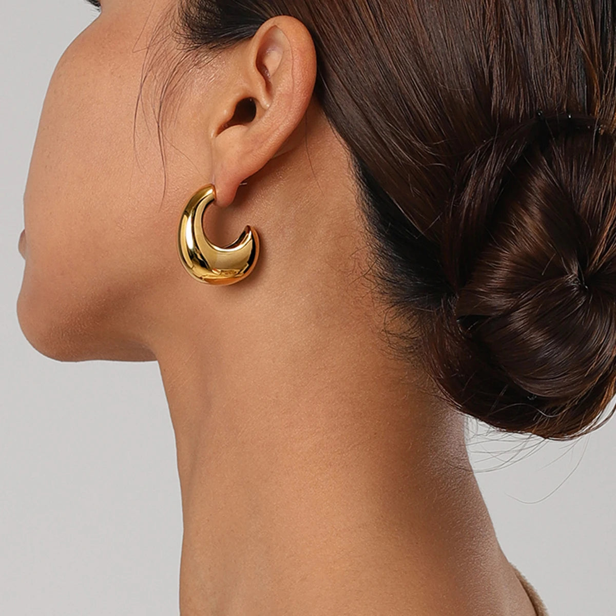 Hypoallergenic Waterproof 18K Gold Stainless Steel Irregular C-Shaped Earrings – INS Minimalist Jewelry