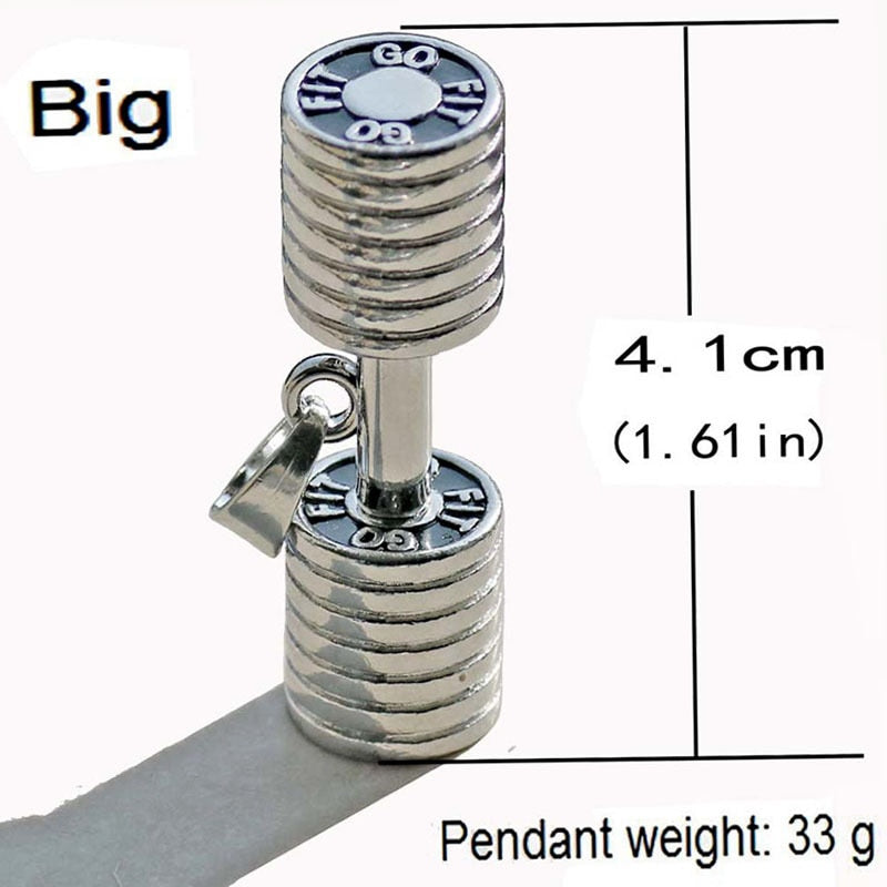 Dumbbell Pendant Fitness Necklace – Gym Barbell Crossfit Stainless Steel Jewelry for Men & Women