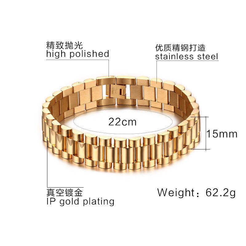 18K Stainless Steel Bracelet for Men – Fashionable Durable Men’s Strap Bracelet