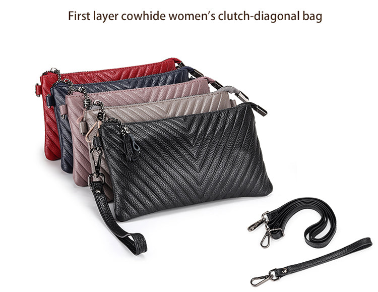 New Genuine Leather Women’s Shoulder Bag – Luxury Crossbody Messenger Handbag with Slim Zipper Purse