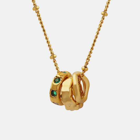 Titanium Steel Pendant Inlaid with Zircon Necklace – Fashion OL Versatile Three-Ring Buckle Jewelry for Women