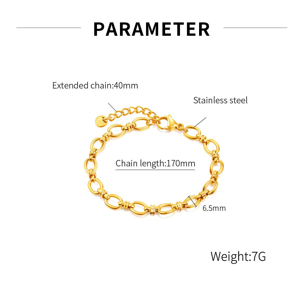 Stainless Steel Titanium Steel Bracelet – European & American Fashion Plain Chain Jewelry for Women