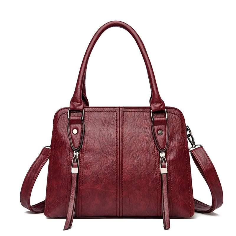 New Retro Fashion High Quality Leather Women’s Handbags – Large Capacity Casual Messenger Bag