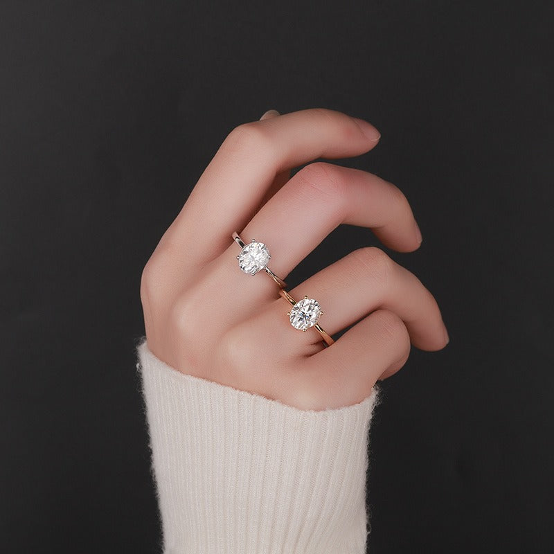 Moissanite Ring Princess Fang – Minimalist 925 Silver Mozambique Diamond Jewelry for Women