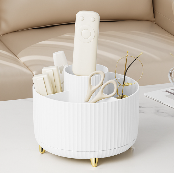 Home Desktop Rotatable Dustproof Large Capacity Pen Holder Storage Box – Multi-Use Cosmetics & Sundries Organizer