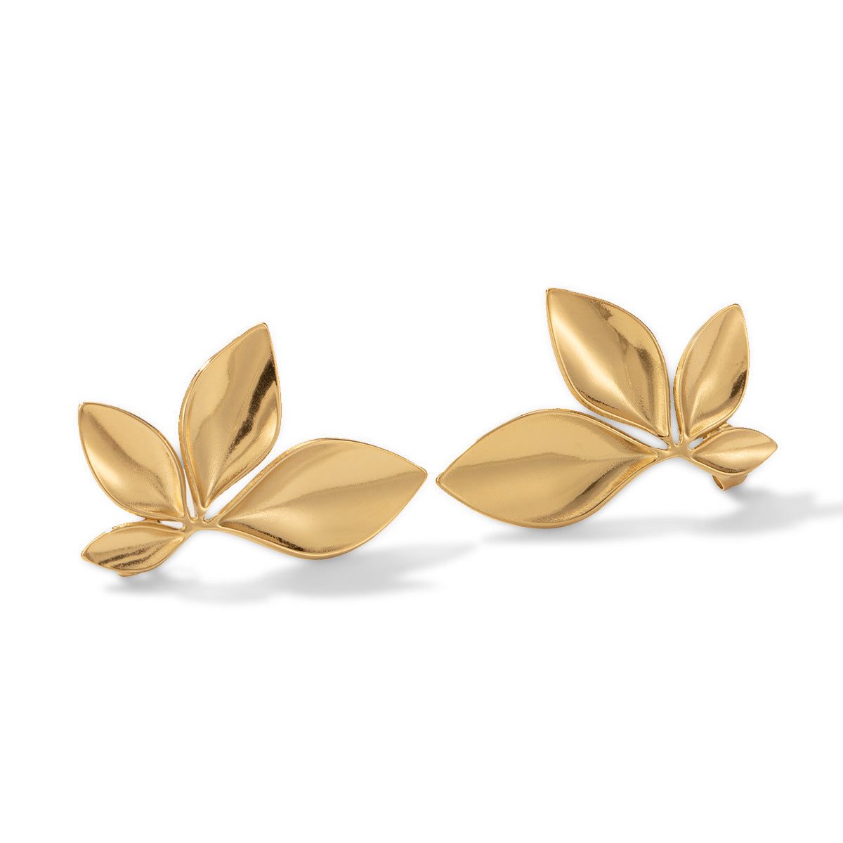 Titanium Steel Earrings – Fashionable Leaf Petals Stainless Steel Gold Plated Jewelry for Women