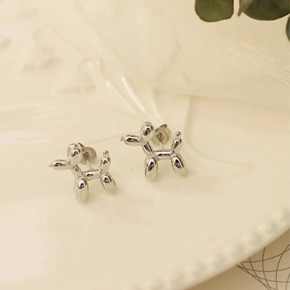 18K Gold-Plated Titanium Steel Puppy Shape Stud Earrings – Cute Luxury Gift