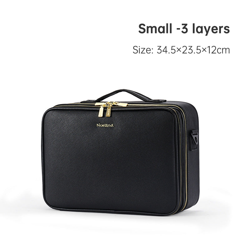 PU Portable Zipper Pouch Leather Makeup Organizer – Waterproof Zipper Pouch with Handle for Travel & Daily Use