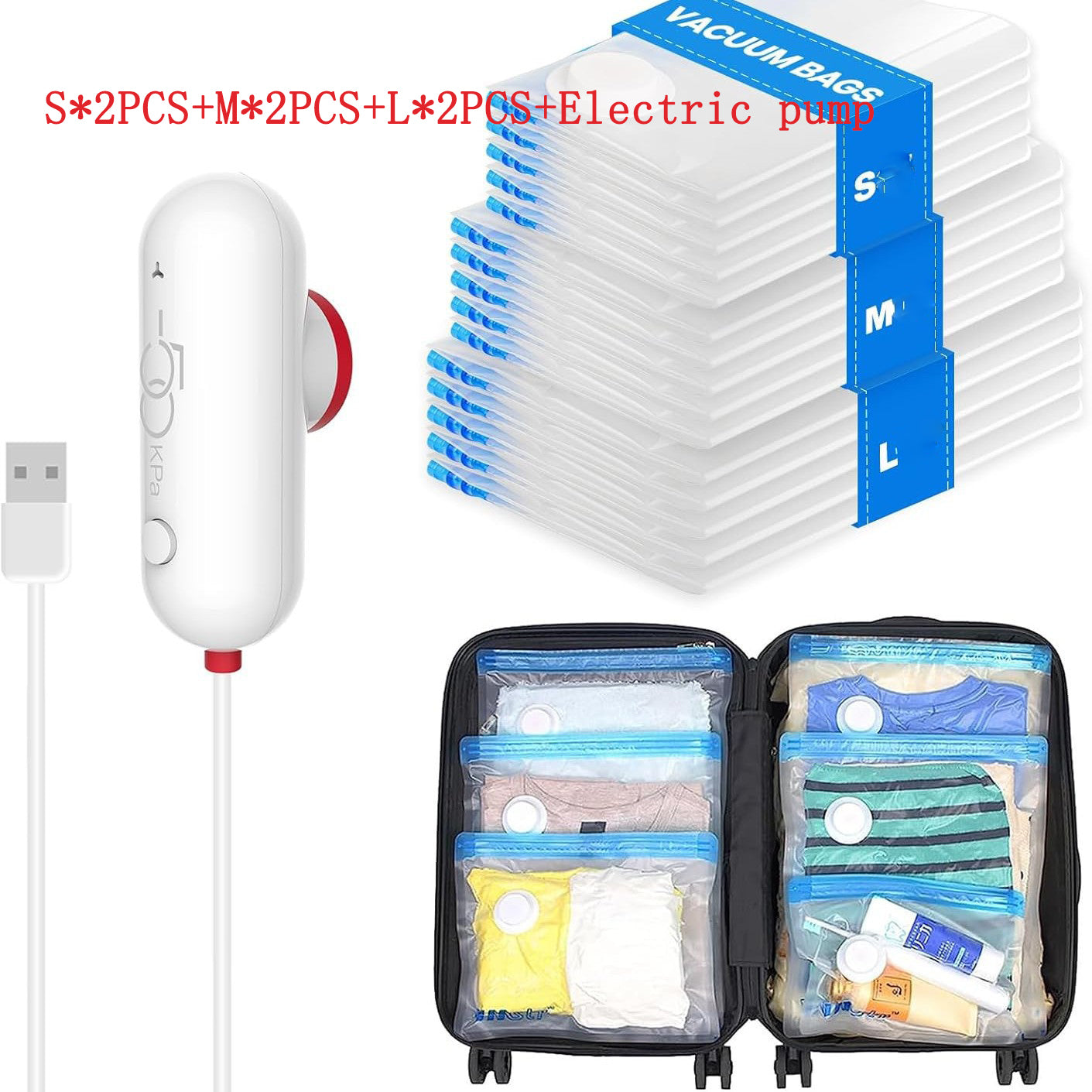 Vacuum Compression Power Pump with Lightweight Travel Bag – Portable Clothes Storage Solution