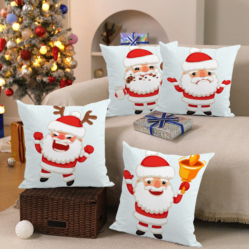 Santa Claus Printed Pillow Cover – Super Soft Holiday Cushion for Home Sofa & Christmas Party Decoration
