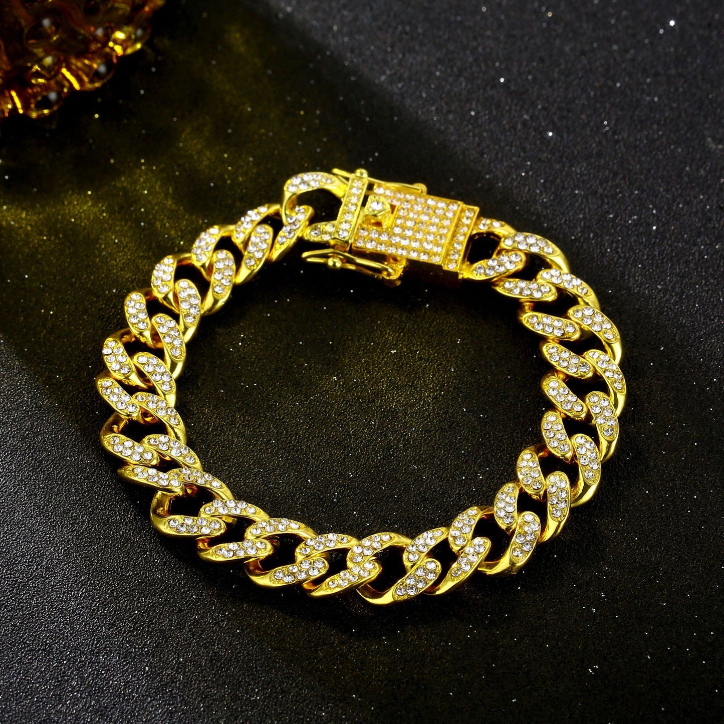 Men’s Trendy Hip Hop Large Gold Chain Diamond Cuban Chain – Luxury Bracelet