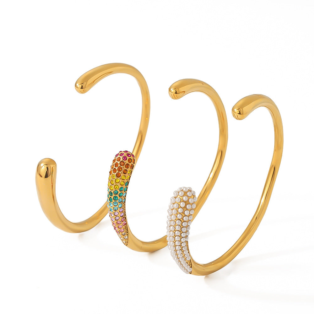 Colorful Zirconium Stainless Steel Bracelet – Luxury Full Diamond Fashion Jewelry