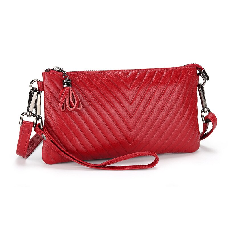 New Genuine Leather Women’s Shoulder Bag – Luxury Crossbody Messenger Handbag with Slim Zipper Purse